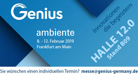 Genius Signatur ambiente2019 565x310px - Genius auf der Ambiente 2019